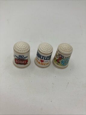 Vintage Franklin Mint…Thimbles Boraxo, faultless starch, Clark’s